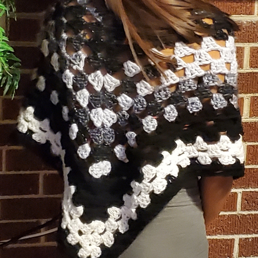 Crochet shaw made in Mexico.